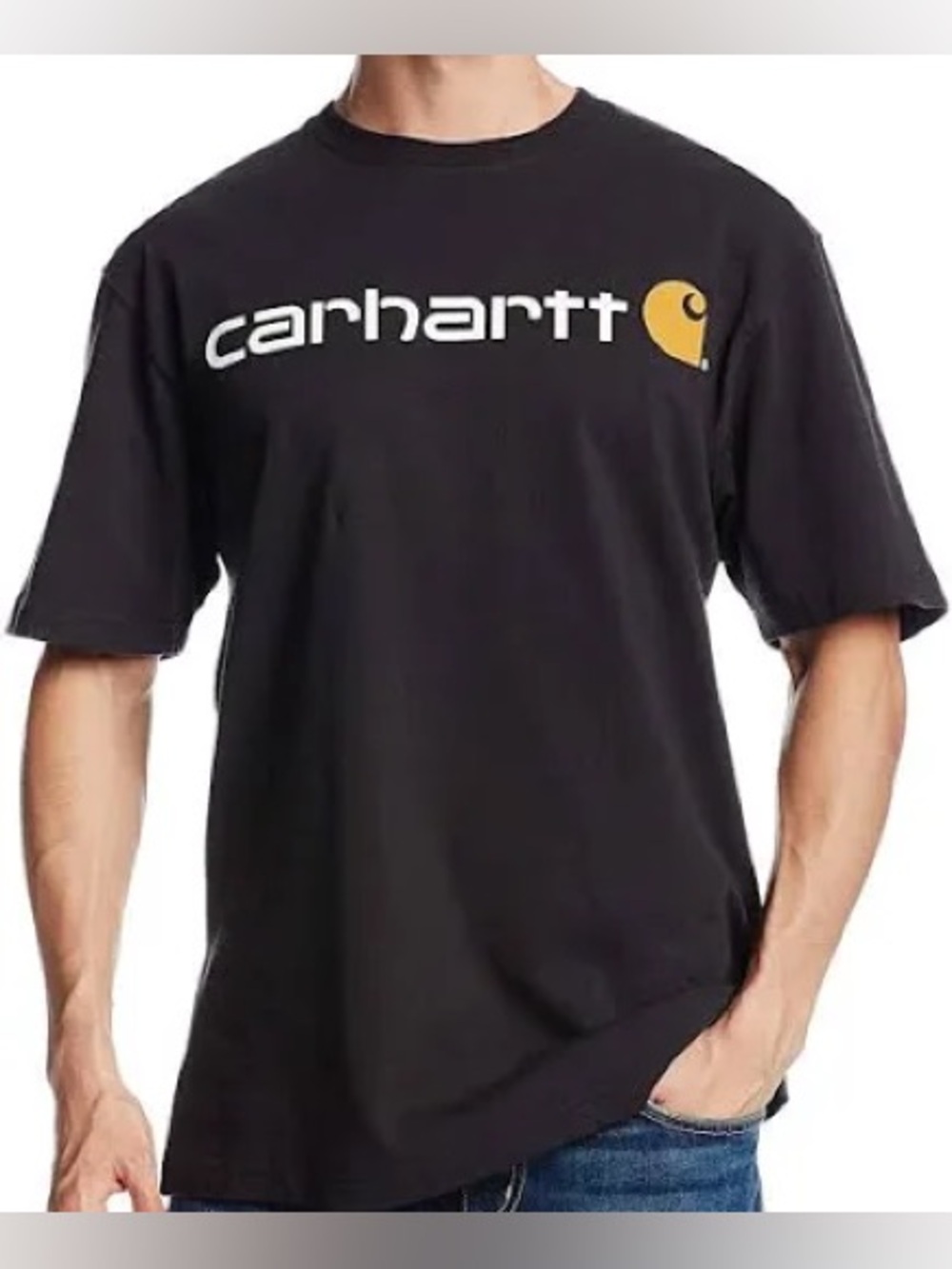 Carhartt Black Short Sleeve Logo T-Shirt with Gold Accent